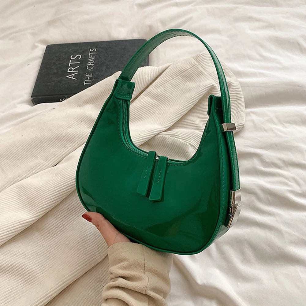 Half-Moon Patent Underarm Bag - Luzilly Bridal & Apparel