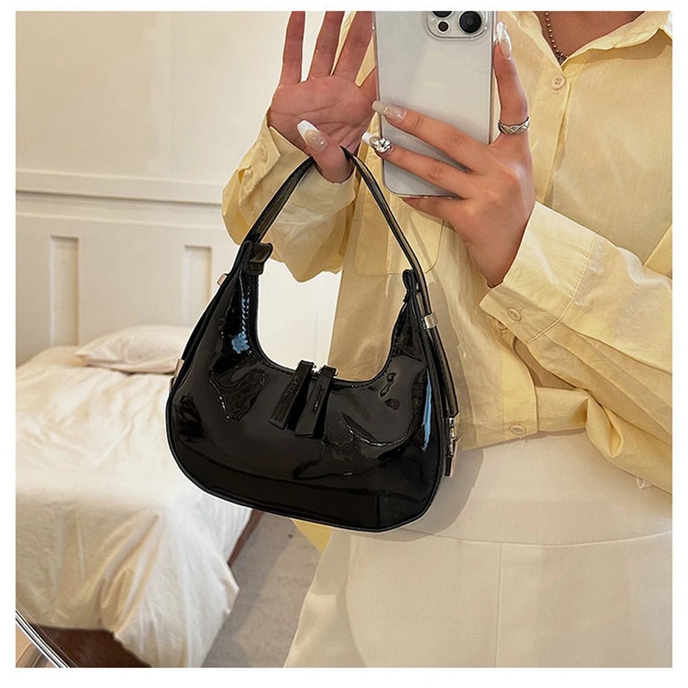 Half-Moon Patent Underarm Bag - Luzilly Bridal & Apparel
