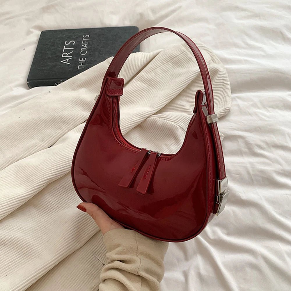 Half-Moon Patent Underarm Bag - Luzilly Bridal & Apparel