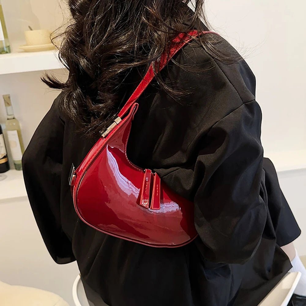 Half-Moon Patent Underarm Bag - Luzilly Bridal & Apparel