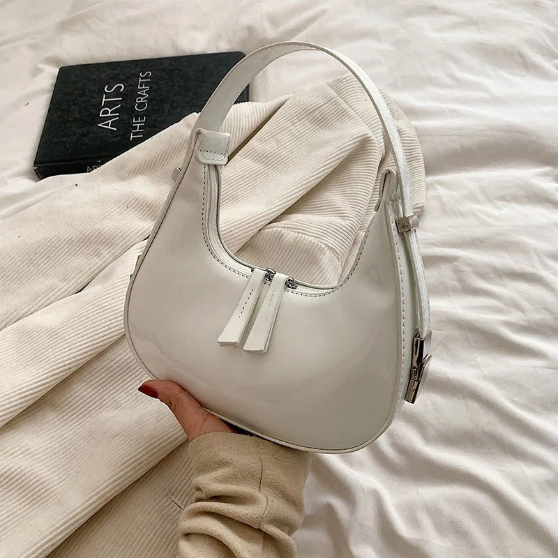 Half-Moon Patent Underarm Bag - Luzilly Bridal & Apparel