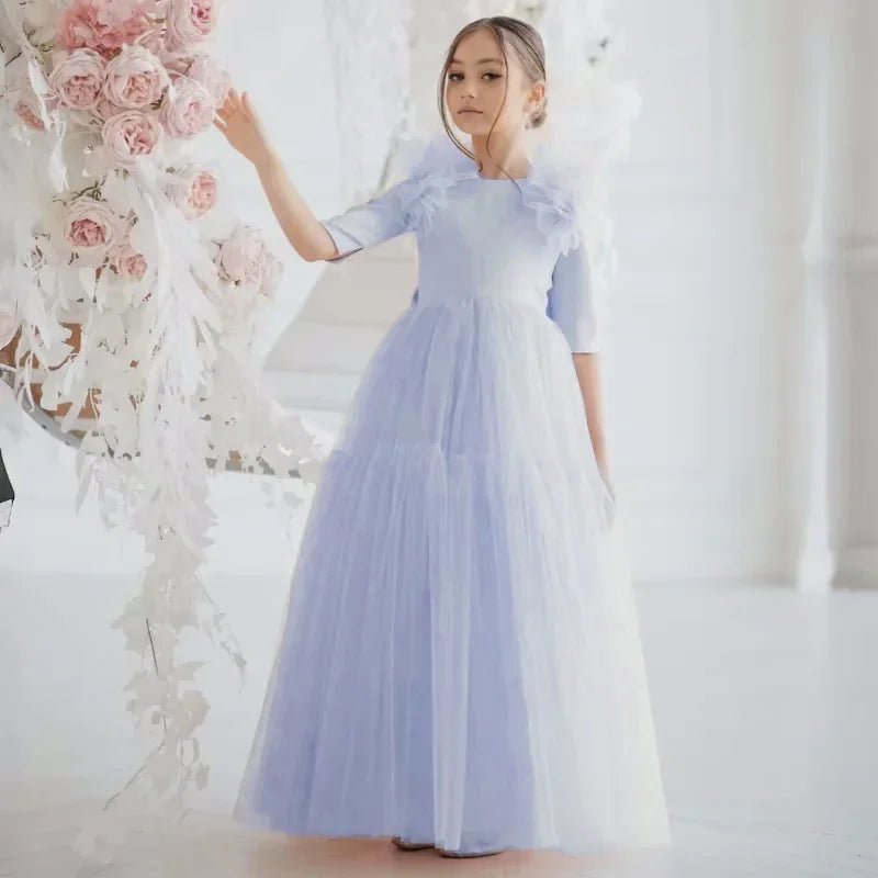 Half-Sleeve Tulle Flower Girl Dress - Luzilly Bridal & Apparel