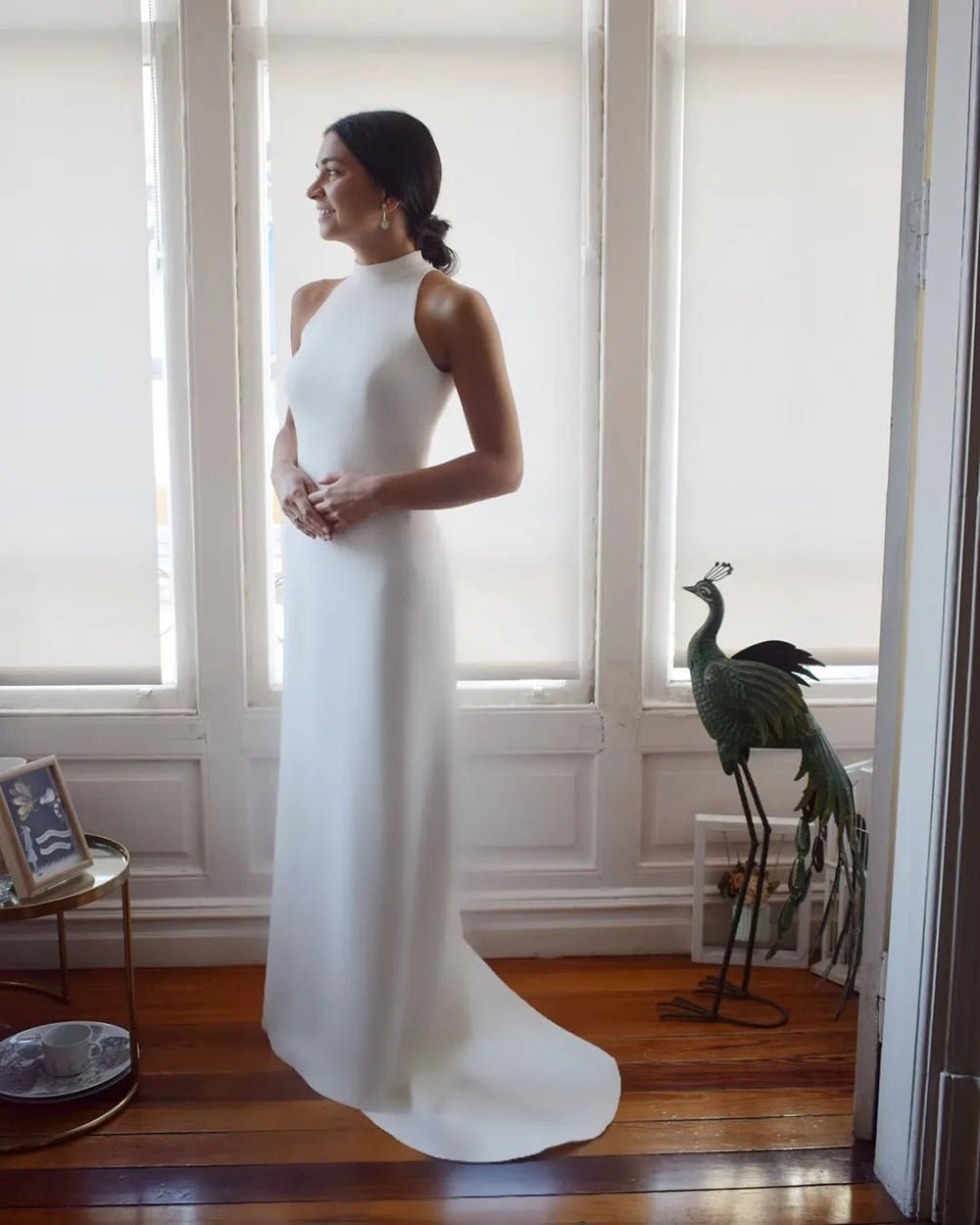 Halter Neck Buttoned Back Mermaid Wedding Dress - Luzilly Bridal & Apparel
