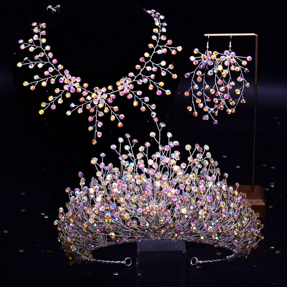 Handmade Crystal Bridal Crown and Set - Luzilly Bridal & Apparel