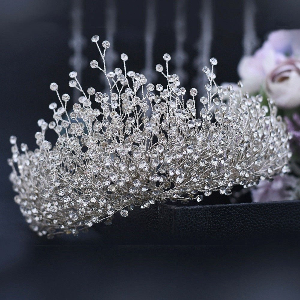 Handmade Crystal Bridal Crown and Set - Luzilly Bridal & Apparel