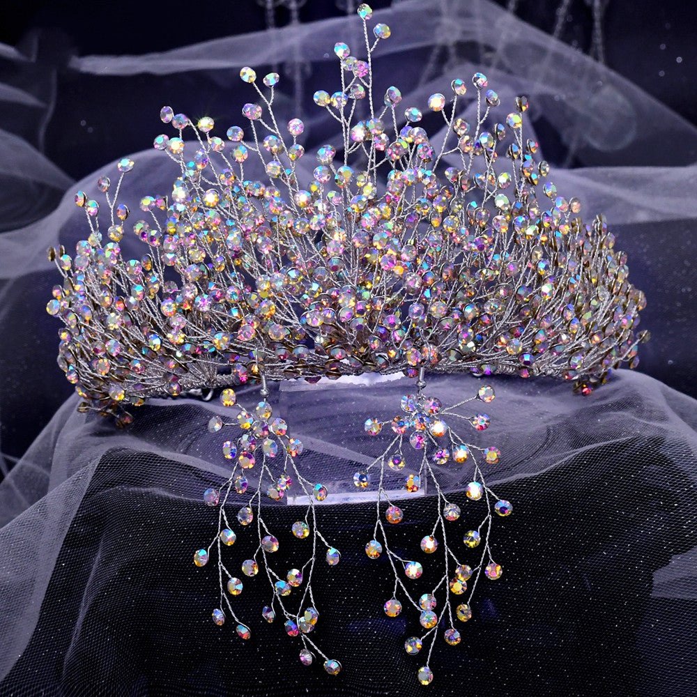 Handmade Crystal Bridal Crown and Set - Luzilly Bridal & Apparel