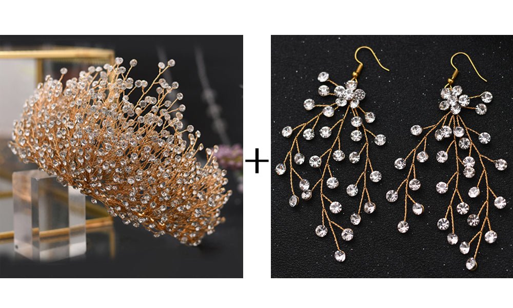Handmade Crystal Bridal Crown and Set - Luzilly Bridal & Apparel