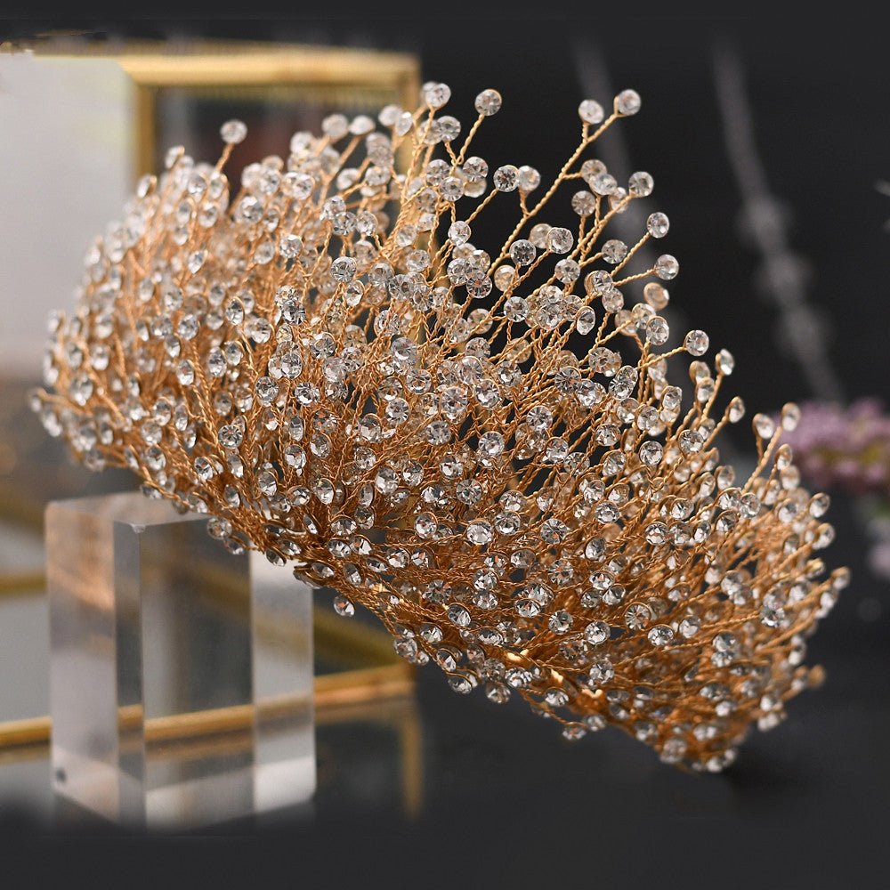 Handmade Crystal Bridal Crown and Set - Luzilly Bridal & Apparel