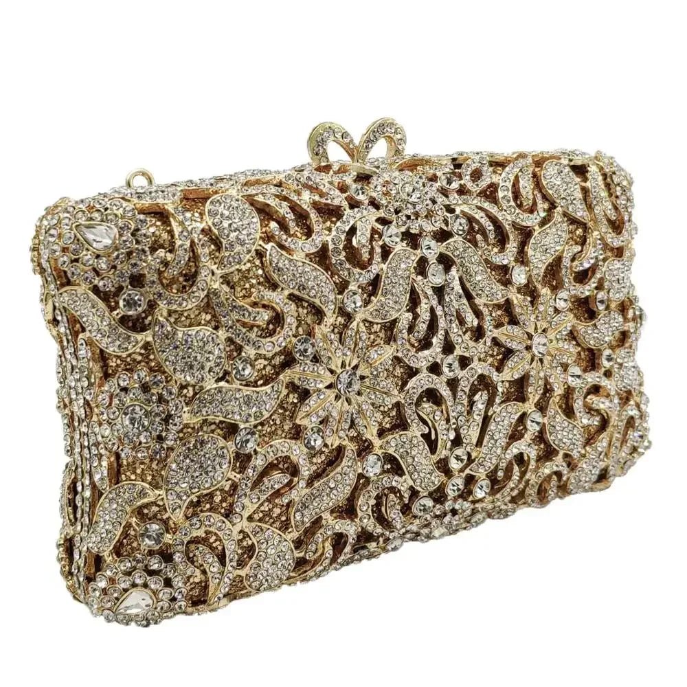 Handmade Crystal Flower Minaudière Clutch - Luzilly Bridal & Apparel