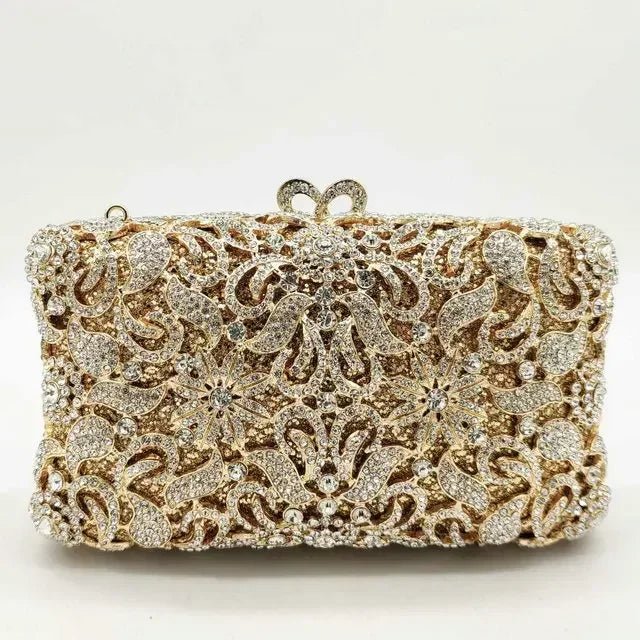 Handmade Crystal Flower Minaudière Clutch - Luzilly Bridal & Apparel
