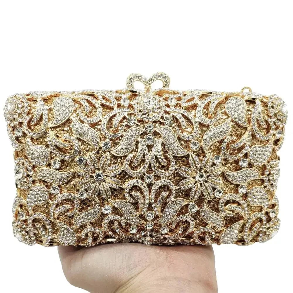 Handmade Crystal Flower Minaudière Clutch - Luzilly Bridal & Apparel