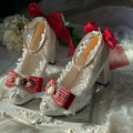 Handmade Feather & Pearl Bow Bridal Heels - Luzilly Bridal & Apparel