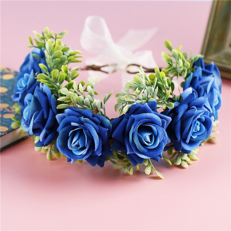 Handmade flower wreaths seaside vacation wedding accessories velvet adjustable hair accessories - Luzilly Bridal & Apparel