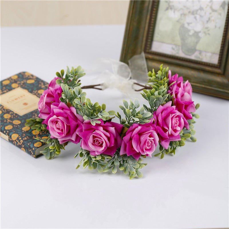 Handmade flower wreaths seaside vacation wedding accessories velvet adjustable hair accessories - Luzilly Bridal & Apparel