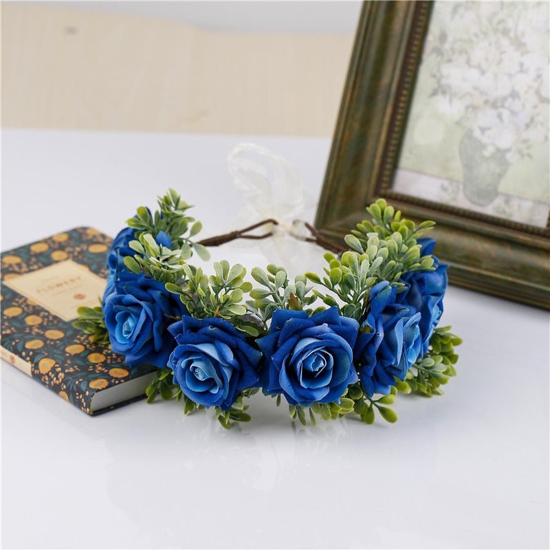 Handmade flower wreaths seaside vacation wedding accessories velvet adjustable hair accessories - Luzilly Bridal & Apparel