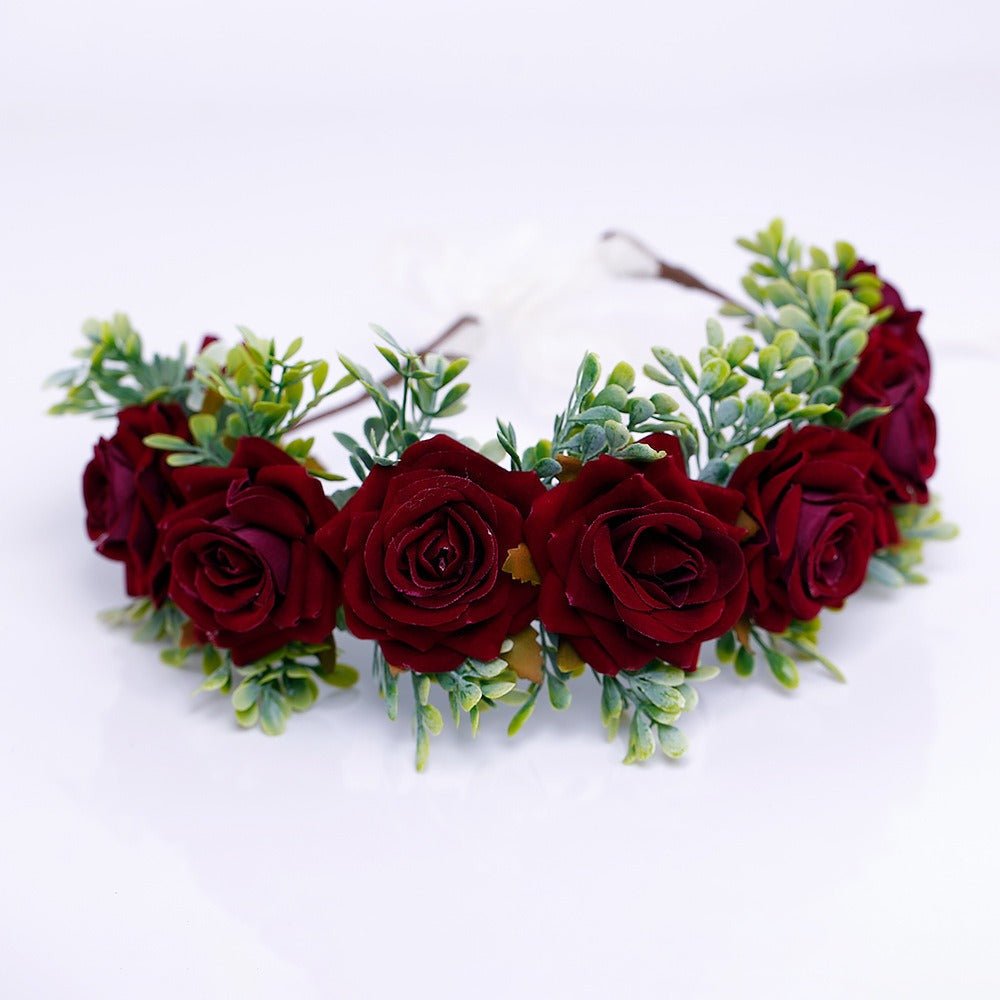 Handmade flower wreaths seaside vacation wedding accessories velvet adjustable hair accessories - Luzilly Bridal & Apparel