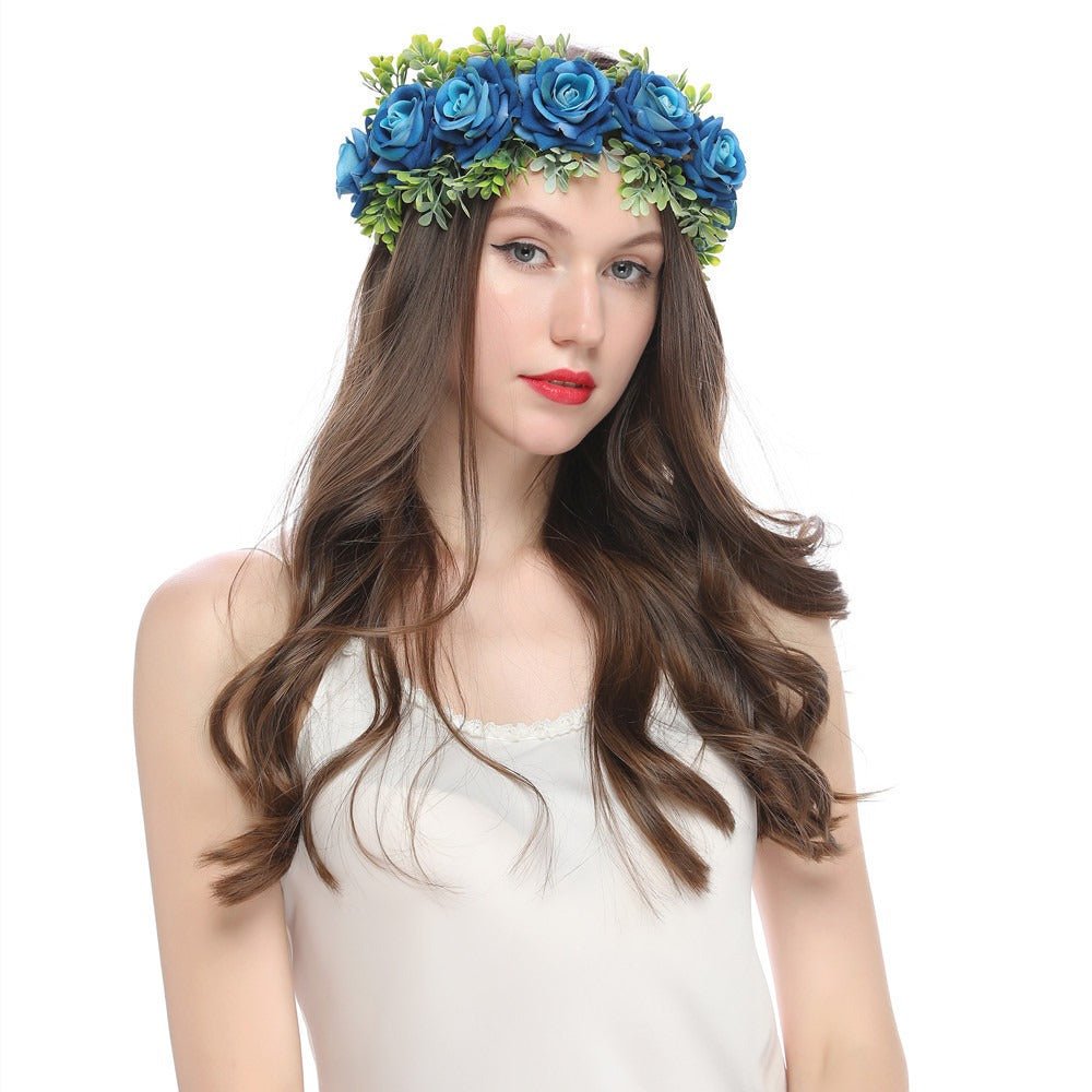 Handmade flower wreaths seaside vacation wedding accessories velvet adjustable hair accessories - Luzilly Bridal & Apparel