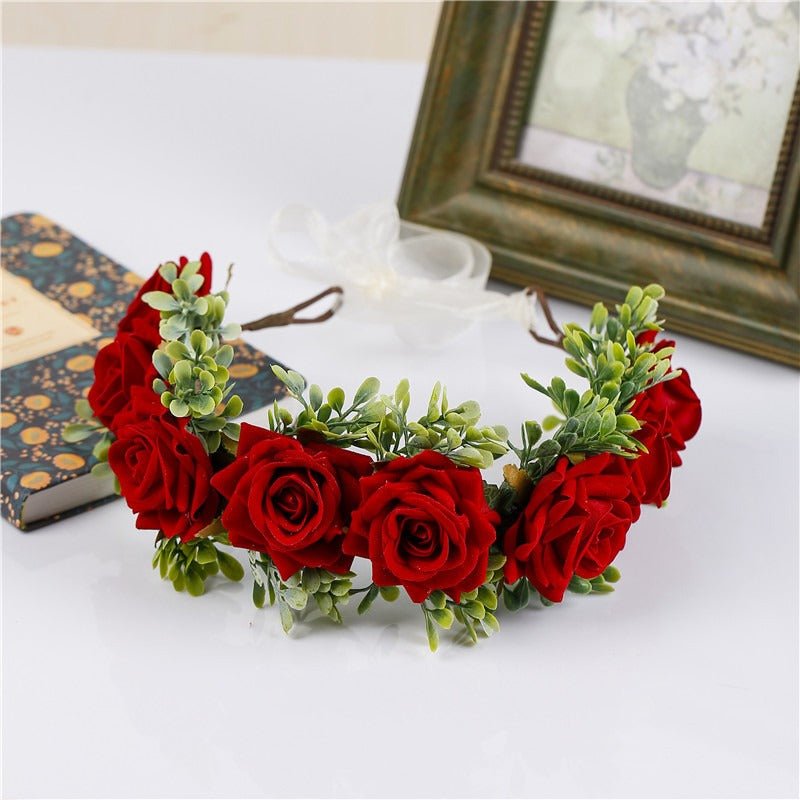 Handmade flower wreaths seaside vacation wedding accessories velvet adjustable hair accessories - Luzilly Bridal & Apparel