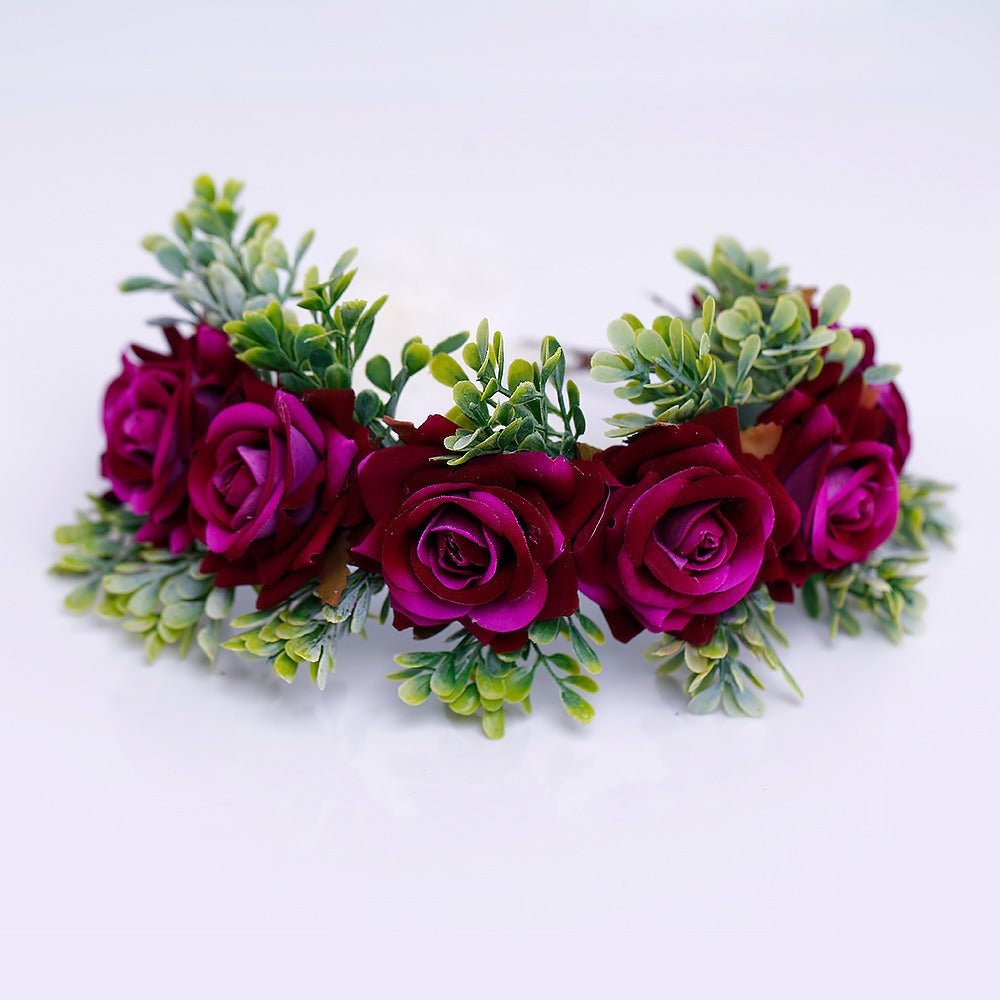 Handmade flower wreaths seaside vacation wedding accessories velvet adjustable hair accessories - Luzilly Bridal & Apparel