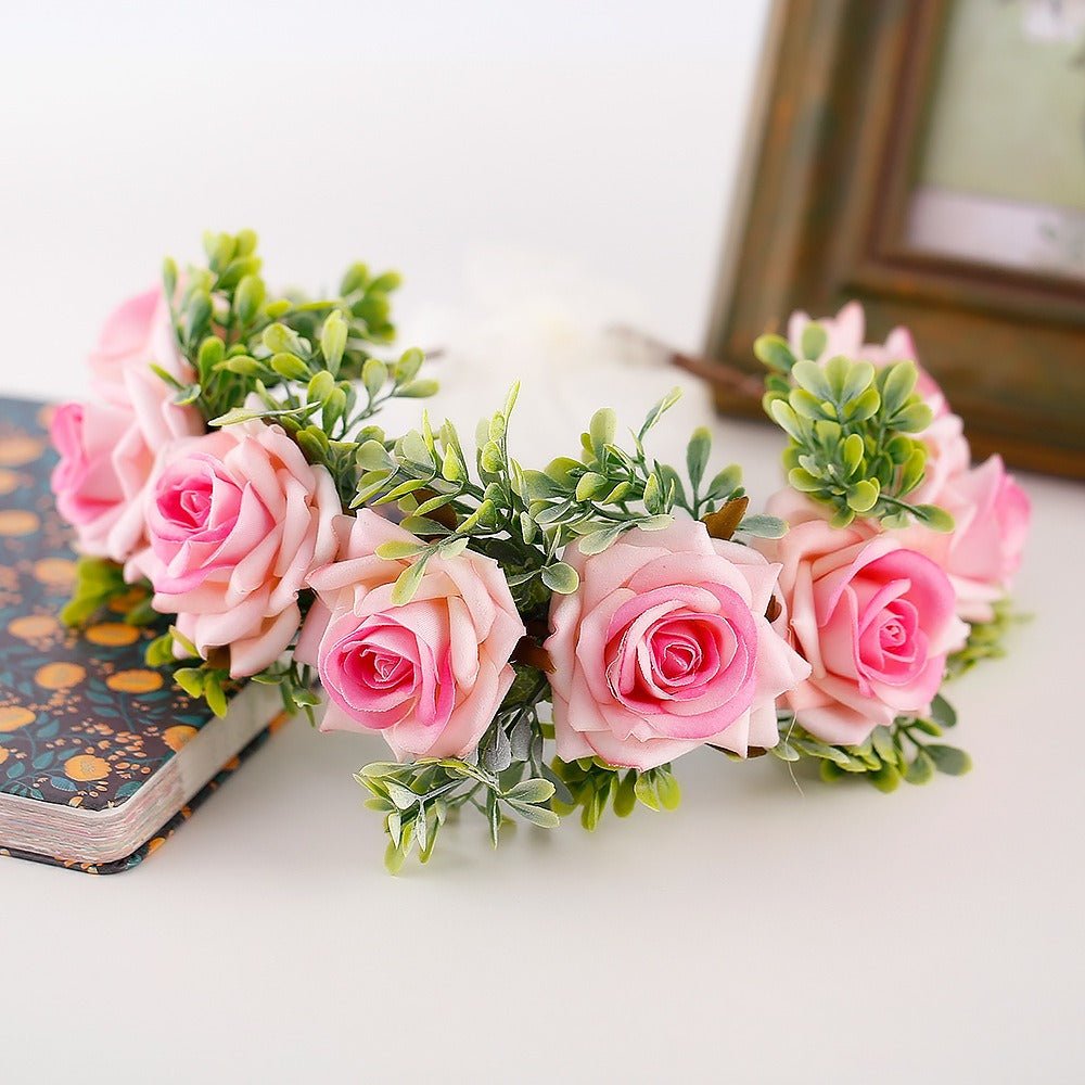 Handmade flower wreaths seaside vacation wedding accessories velvet adjustable hair accessories - Luzilly Bridal & Apparel