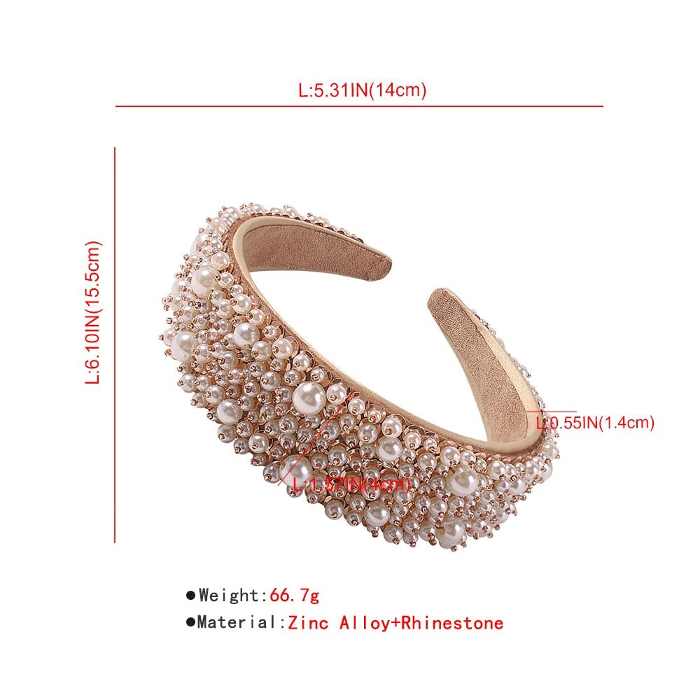 Handmade Imitation Pearl Hairband Women Elegant White Full Pearl Beads Headband Bridal Crown Hair Hoop Hair Accessories Wedding - Luzilly Bridal & Apparel
