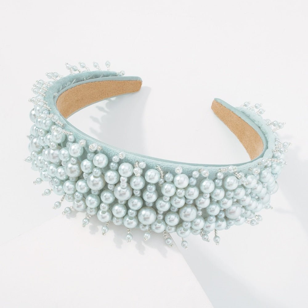 Handmade Imitation Pearl Hairband Women Elegant White Full Pearl Beads Headband Bridal Crown Hair Hoop Hair Accessories Wedding - Luzilly Bridal & Apparel