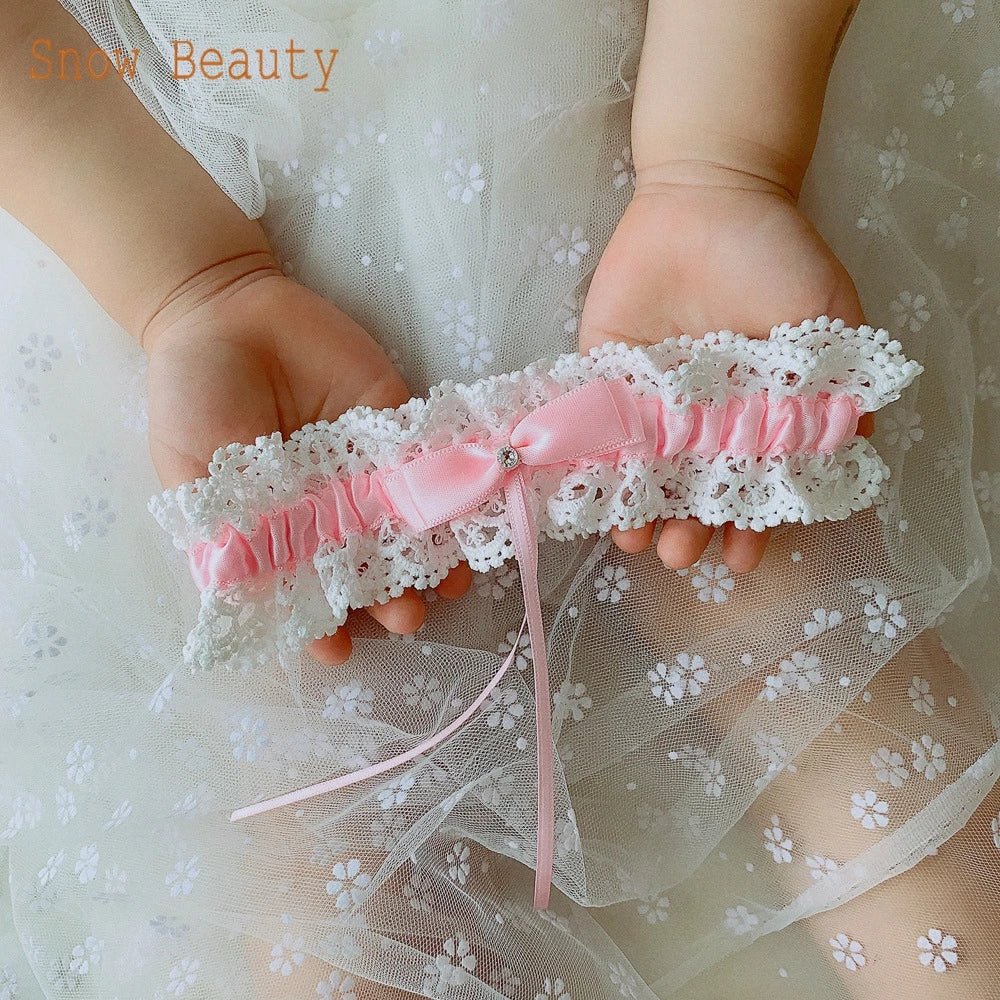 Handmade Lace Bow and Floral Bridal Garter - Luzilly Bridal & Apparel