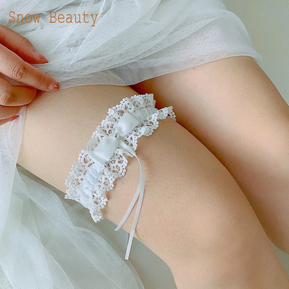 Handmade Lace Bow and Floral Bridal Garter - Luzilly Bridal & Apparel