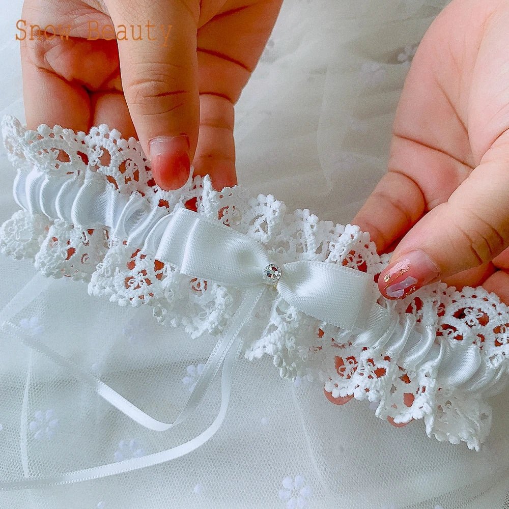 Handmade Lace Bow and Floral Bridal Garter - Luzilly Bridal & Apparel