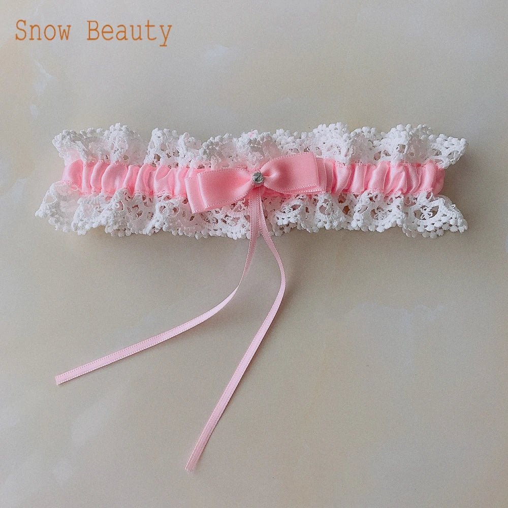 Handmade Lace Bow and Floral Bridal Garter - Luzilly Bridal & Apparel