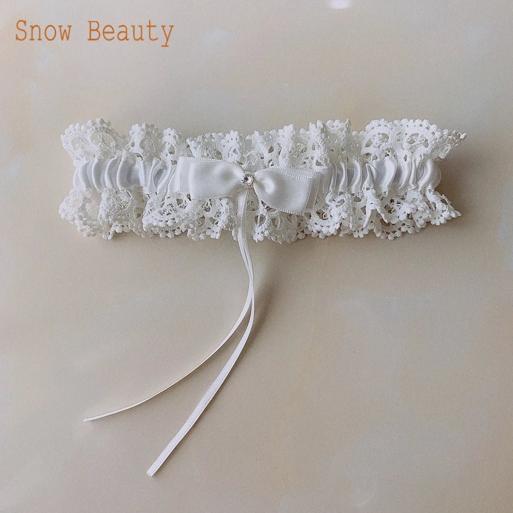 Handmade Lace Bow and Floral Bridal Garter - Luzilly Bridal & Apparel