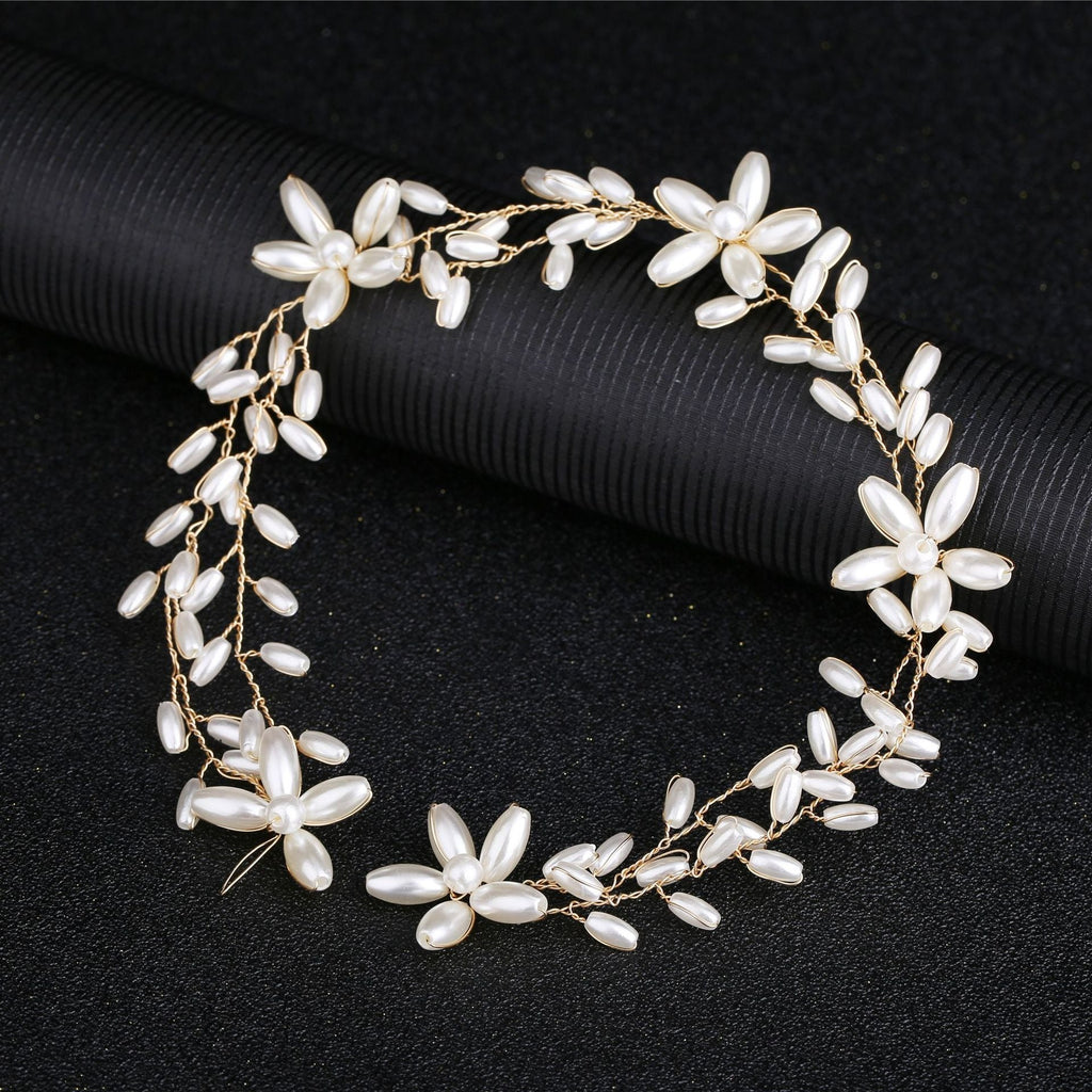 Handmade pearl twisted bead headwear wedding dress bride's hair accessories - Luzilly Bridal & Apparel