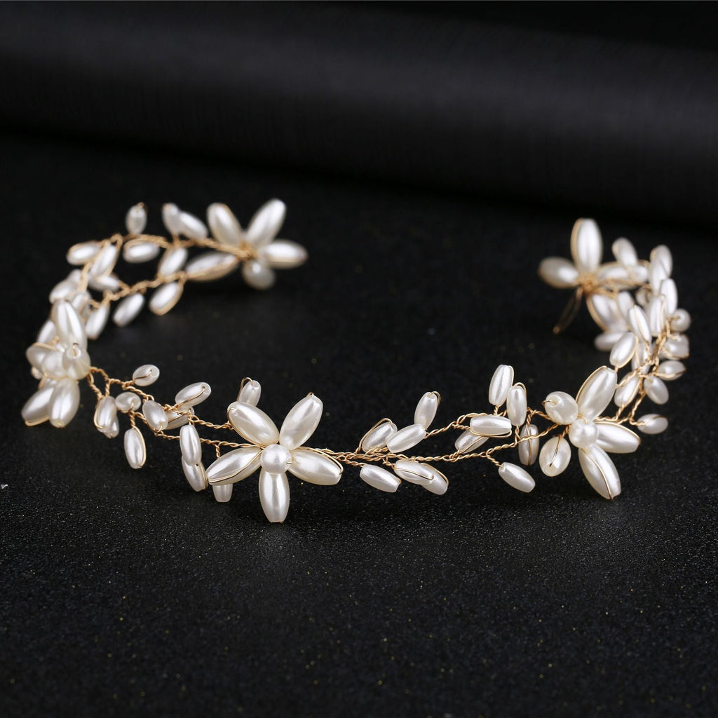 Handmade pearl twisted bead headwear wedding dress bride's hair accessories - Luzilly Bridal & Apparel