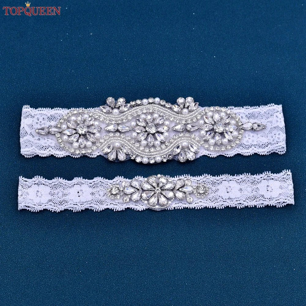 Handmade Rhinestone, Pearl, and Crystal Bridal Garter - Luzilly Bridal & Apparel