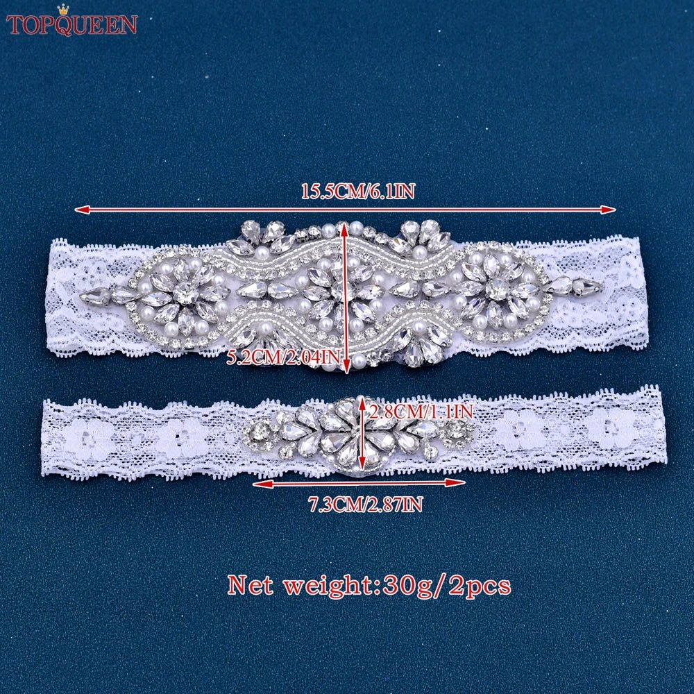 Handmade Rhinestone, Pearl, and Crystal Bridal Garter - Luzilly Bridal & Apparel
