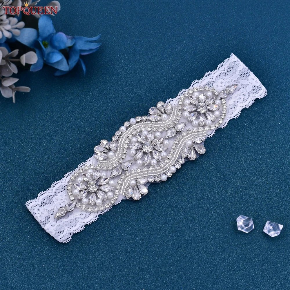Handmade Rhinestone, Pearl, and Crystal Bridal Garter - Luzilly Bridal & Apparel