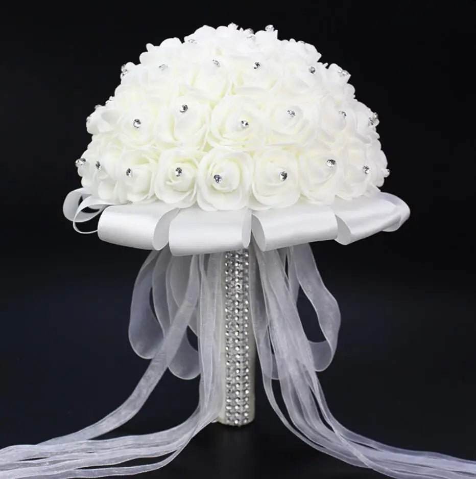 Handmade Rhinestone Rose Bridal Bouquet - Luzilly Bridal & Apparel