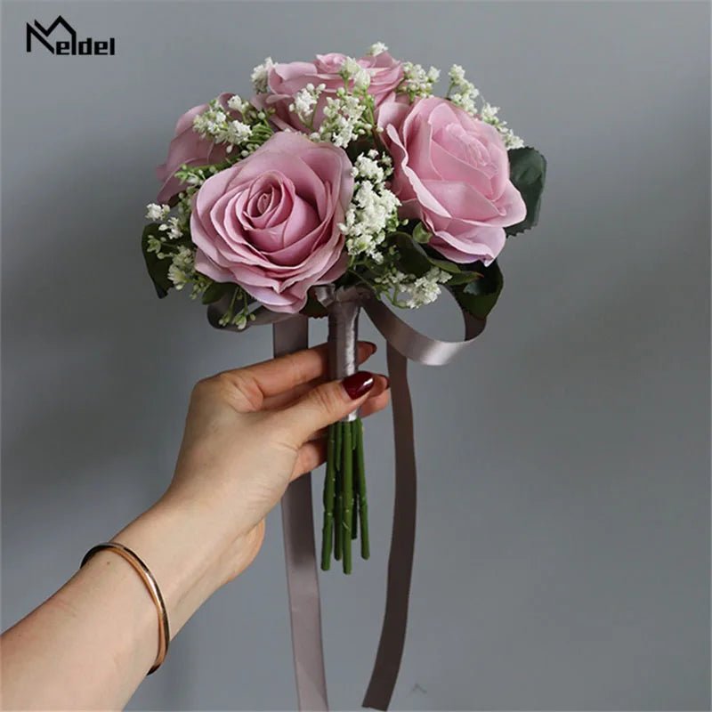Handmade Rose and Baby's Breath Bouquet - Luzilly Bridal & Apparel