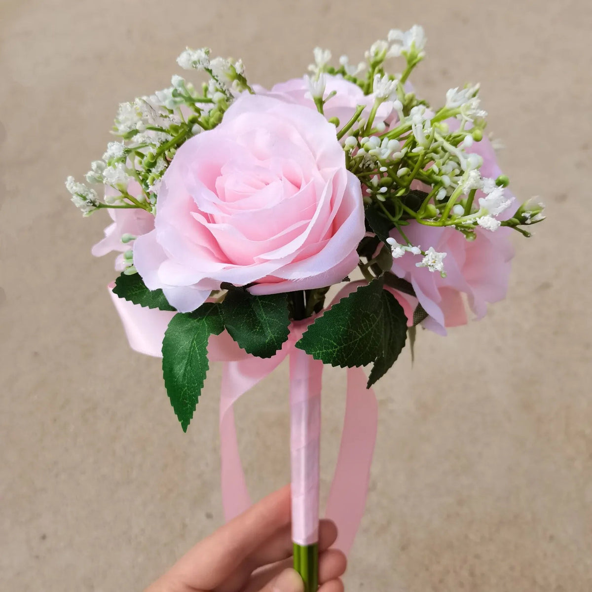 Handmade Rose and Baby's Breath Bouquet - Luzilly Bridal & Apparel