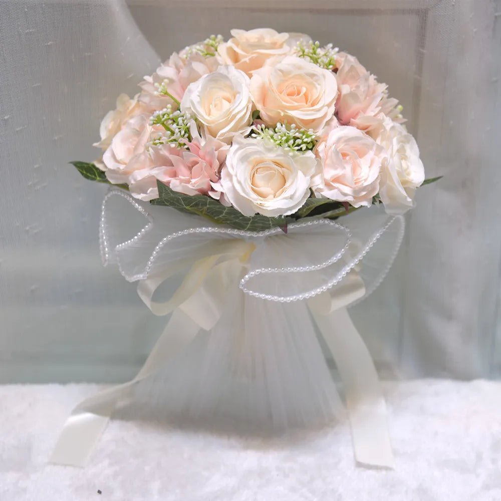 Handmade Silk Rose, Peony, and Dahlia Bridal Bouquet - Luzilly Bridal & Apparel