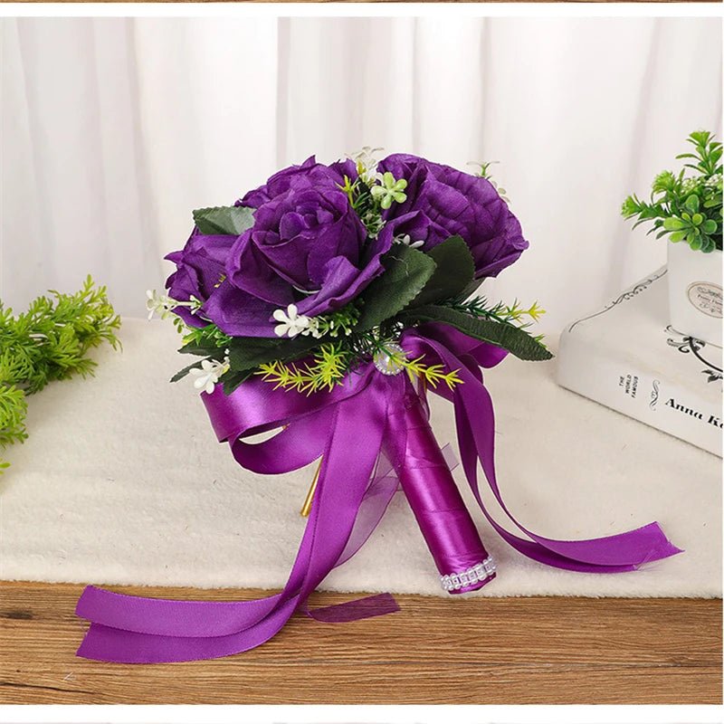 Handmade Silk Rose, Peony, and Orchid Bridal Bouquet - Luzilly Bridal & Apparel