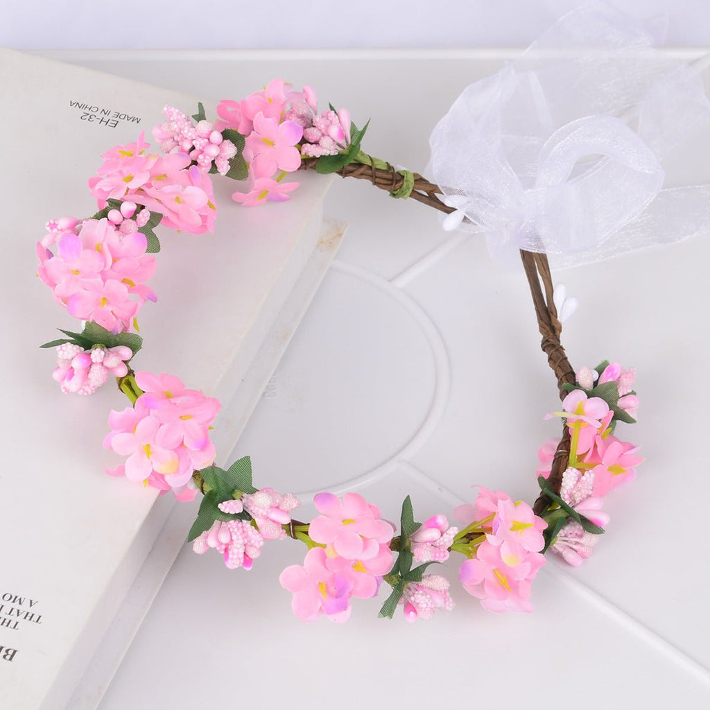 Hawaiian flower garland headband, bride's wedding headdress, bridesmaid's photo, simulated flower wreath, mini flower - Luzilly Bridal & Apparel