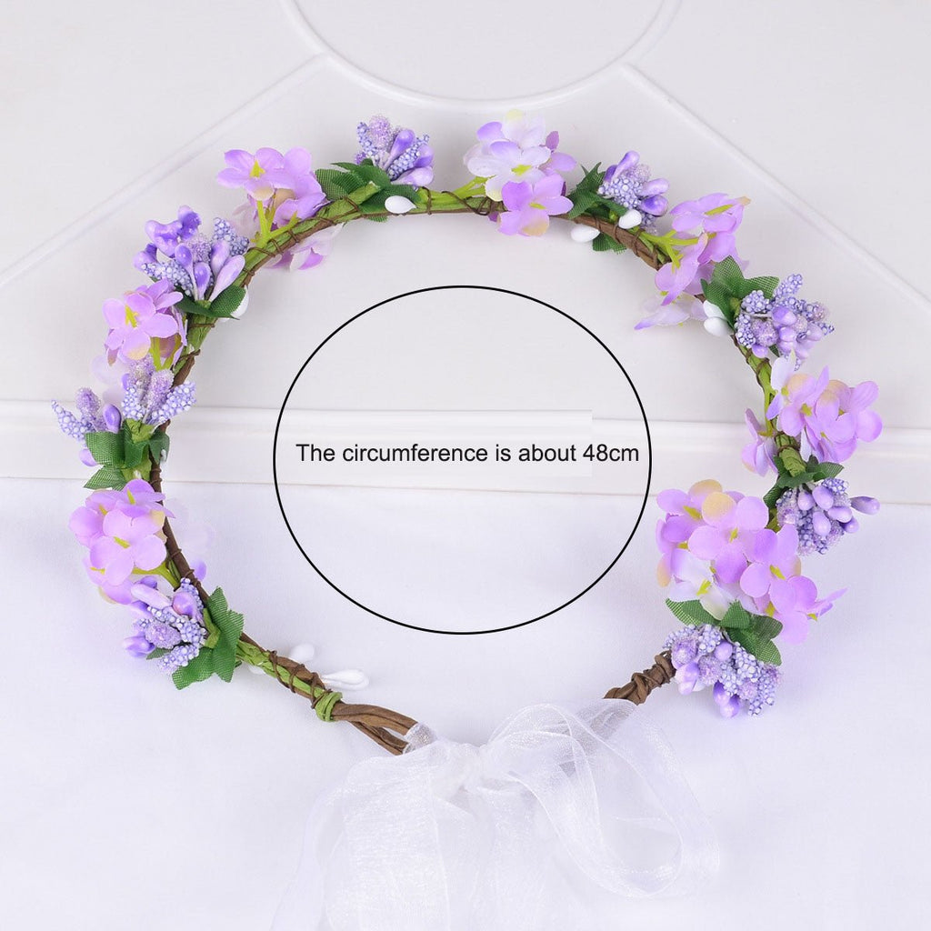 Hawaiian flower garland headband, bride's wedding headdress, bridesmaid's photo, simulated flower wreath, mini flower - Luzilly Bridal & Apparel
