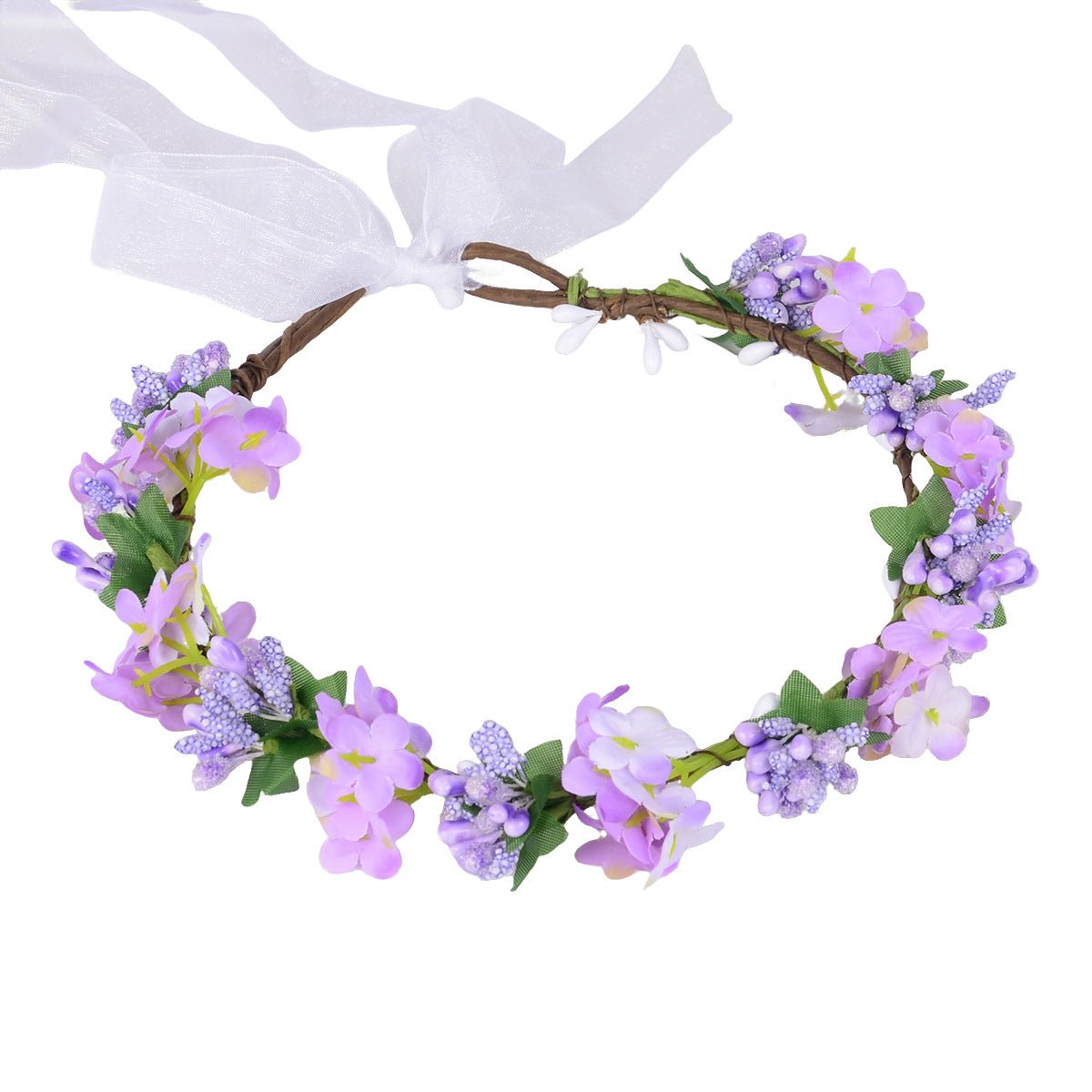 Hawaiian flower garland headband, bride's wedding headdress, bridesmaid's photo, simulated flower wreath, mini flower - Luzilly Bridal & Apparel