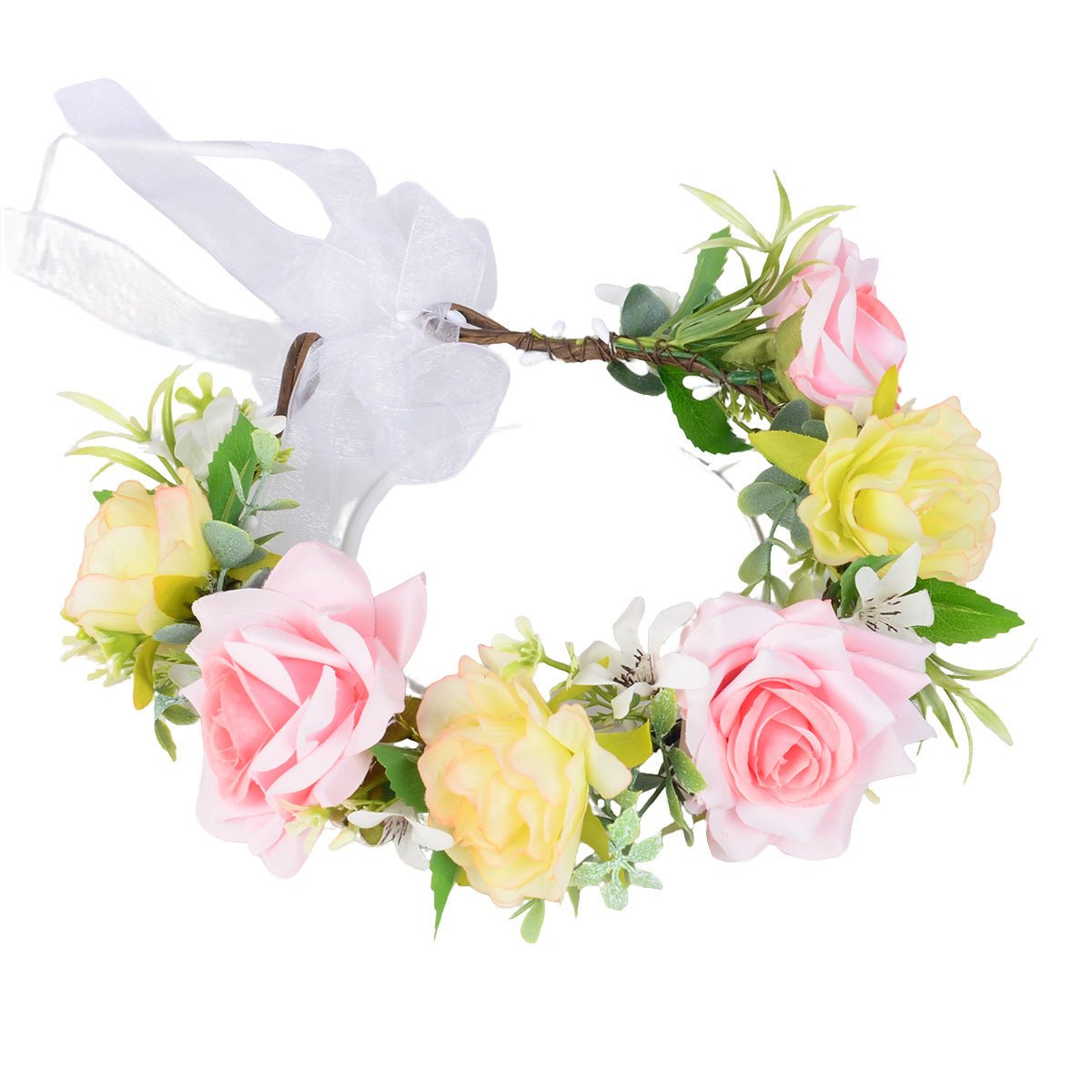 Hawaiian flower wreath headband, bride's wedding headdress, bridesmaid's photo simulation, flower hay headband - Luzilly Bridal & Apparel