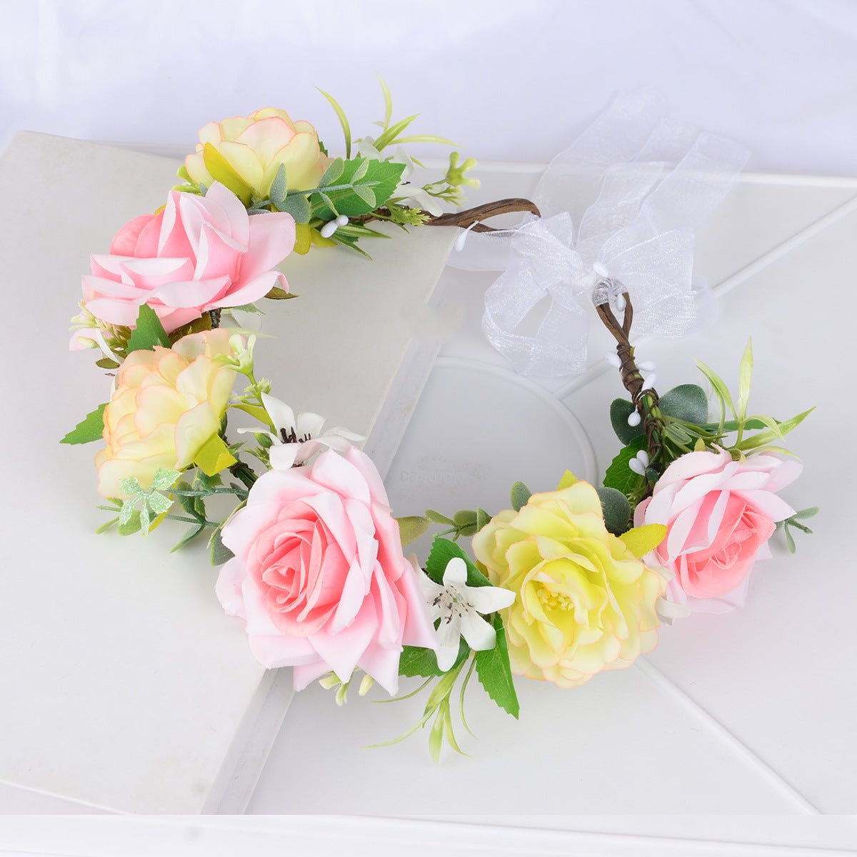 Hawaiian flower wreath headband, bride's wedding headdress, bridesmaid's photo simulation, flower hay headband - Luzilly Bridal & Apparel