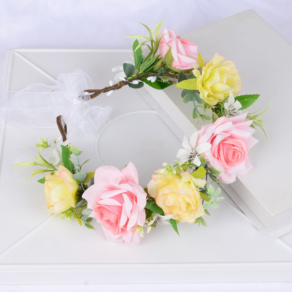 Hawaiian flower wreath headband, bride's wedding headdress, bridesmaid's photo simulation, flower hay headband - Luzilly Bridal & Apparel