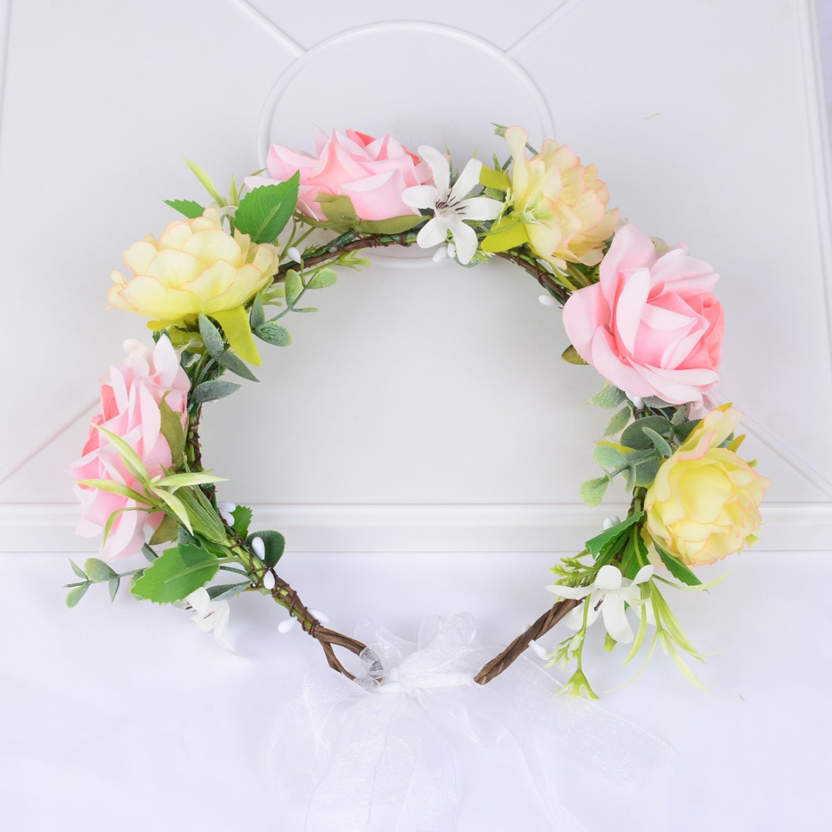 Hawaiian flower wreath headband, bride's wedding headdress, bridesmaid's photo simulation, flower hay headband - Luzilly Bridal & Apparel