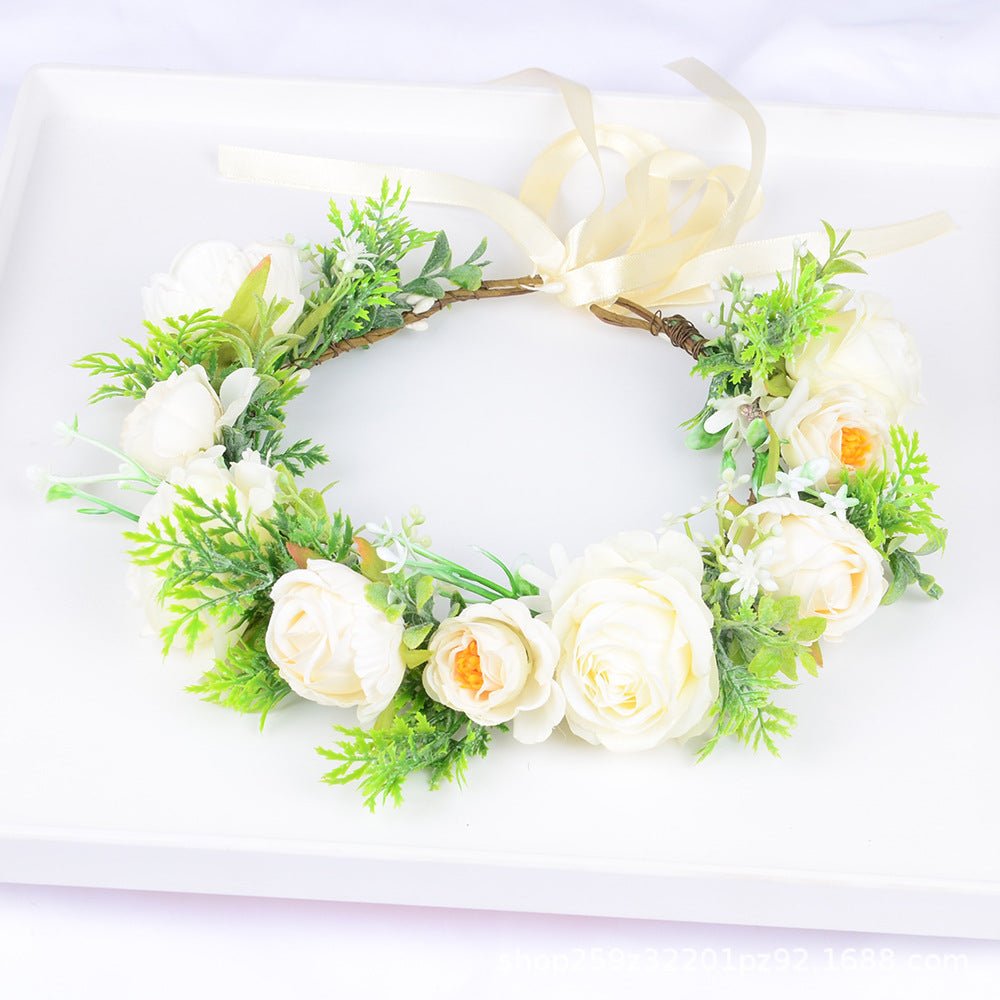 Hawaiian Wreath Bridal Fairy Simulation Starry Sky Flower Headwear Children's Photography Hair Accessories Hair Hoops - Luzilly Bridal & Apparel