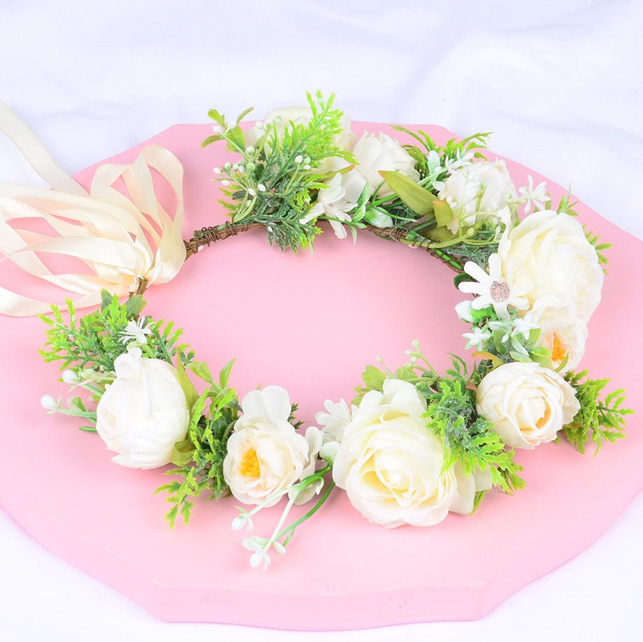 Hawaiian Wreath Bridal Fairy Simulation Starry Sky Flower Headwear Children's Photography Hair Accessories Hair Hoops - Luzilly Bridal & Apparel
